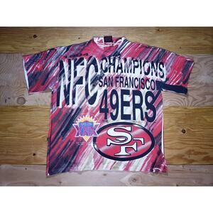 San Francisco 49ers Magic Johnson T-s 1994 All Over Print Sz XL